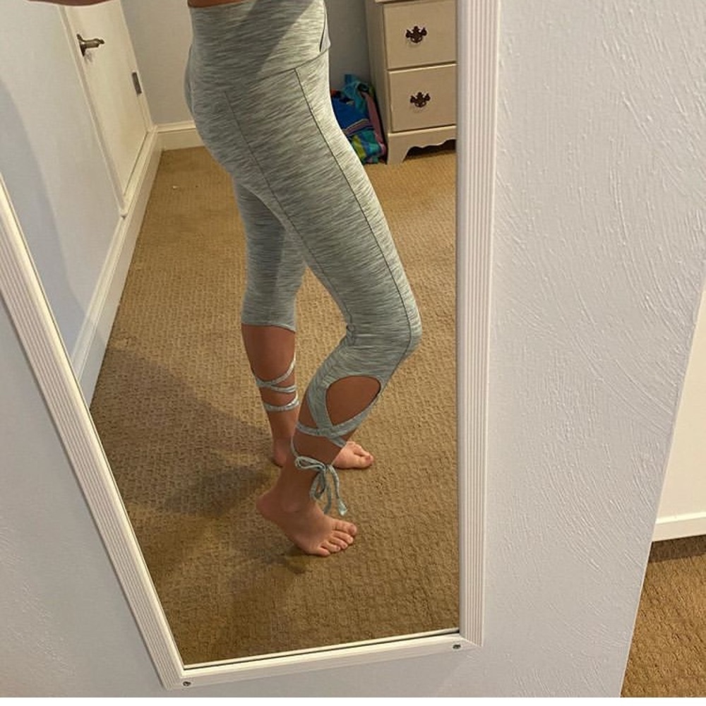 onzie gray green tie up leggings